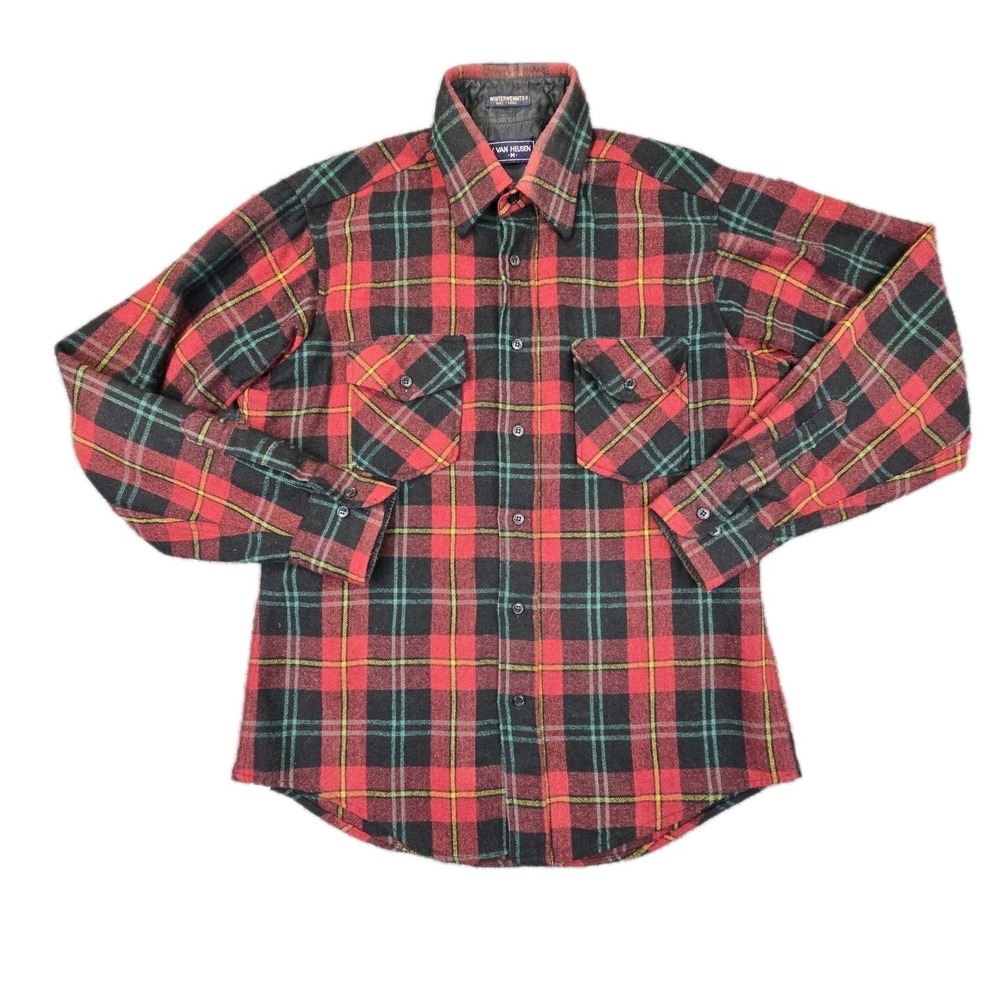 Vintage Van Heusen Winterweights Plaid Wool Shirt Made in Korea Men's M‎